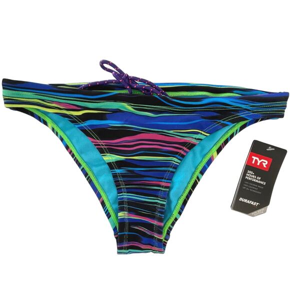 TYR DuraFast One Fresno Mini Bikini Bottoms Women Blue Multi Sz Small 4/6 - Picture 2 of 8